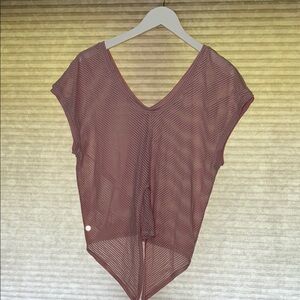 Lululemon Athletica Red Asymmetrical Sheer Blouse
